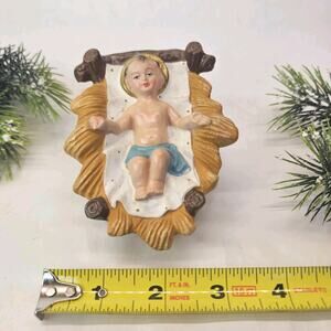 Vintage Large Nativity Baby Jesus & Manger 4" Replacement Japan Composition